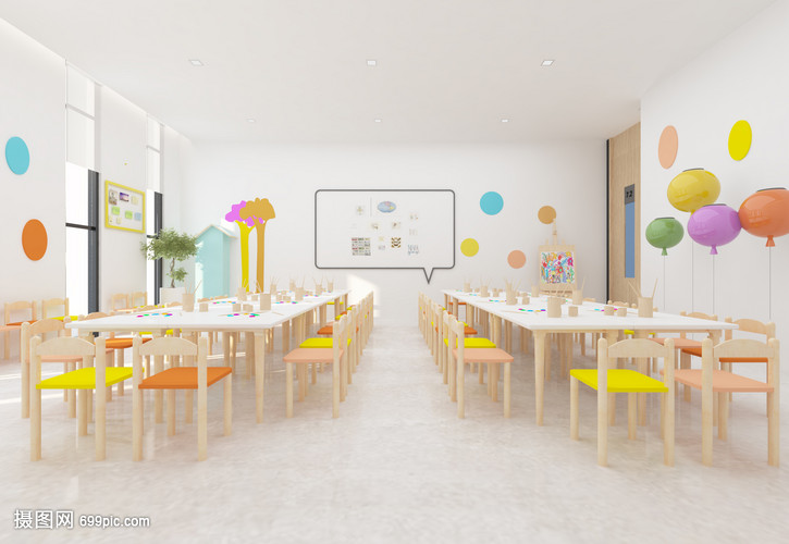 現(xiàn)代簡潔風(fēng)兒童美術(shù)練習(xí)室室內(nèi)設(shè)計效果圖解析